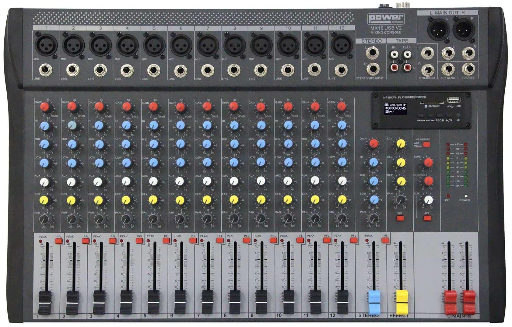 Mesa de mezcla analógica Power acoustics MX16 USB V2