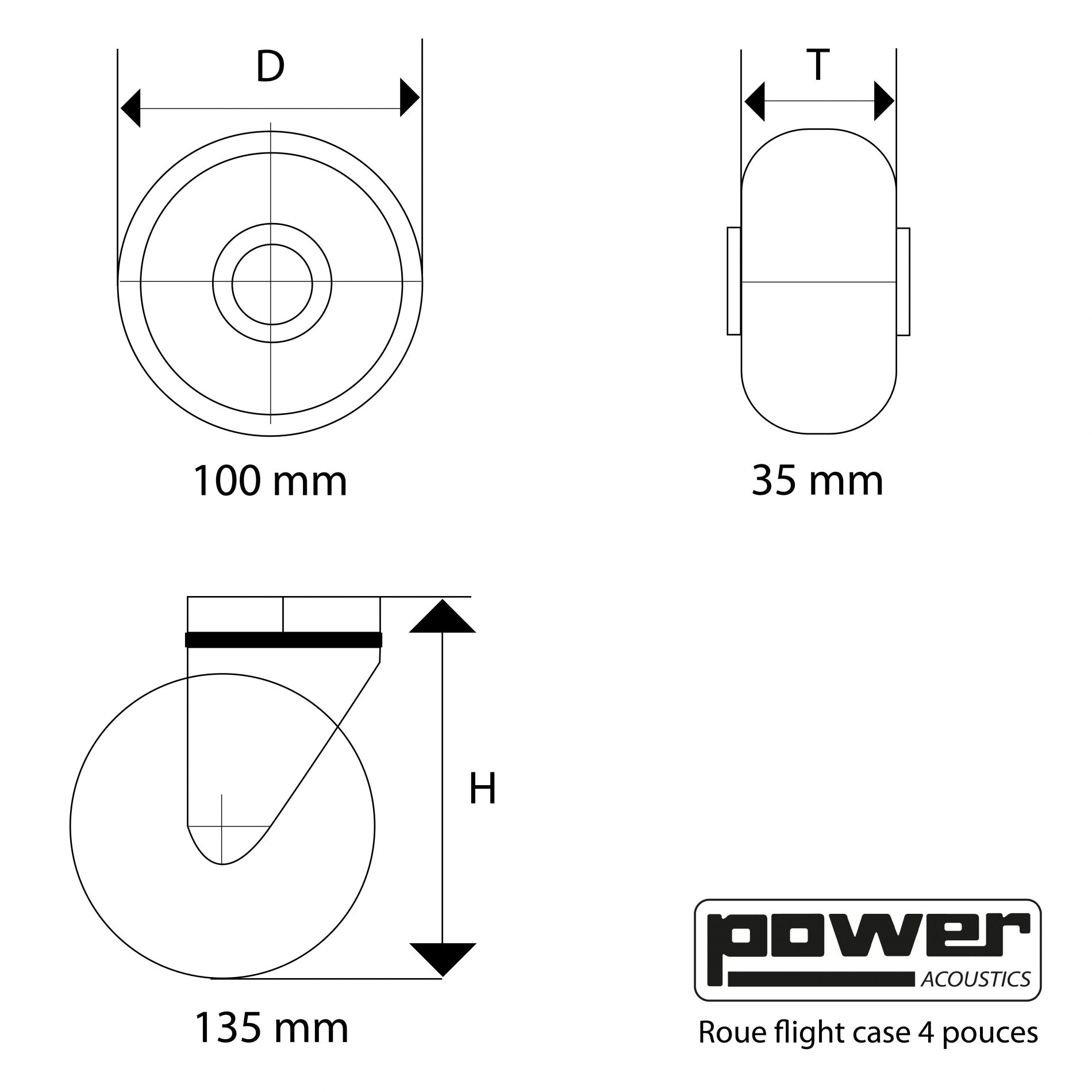 Power Acoustics Roue Flight Case 4 Pouces - - Estuche y flightcase para luces - Variation 2