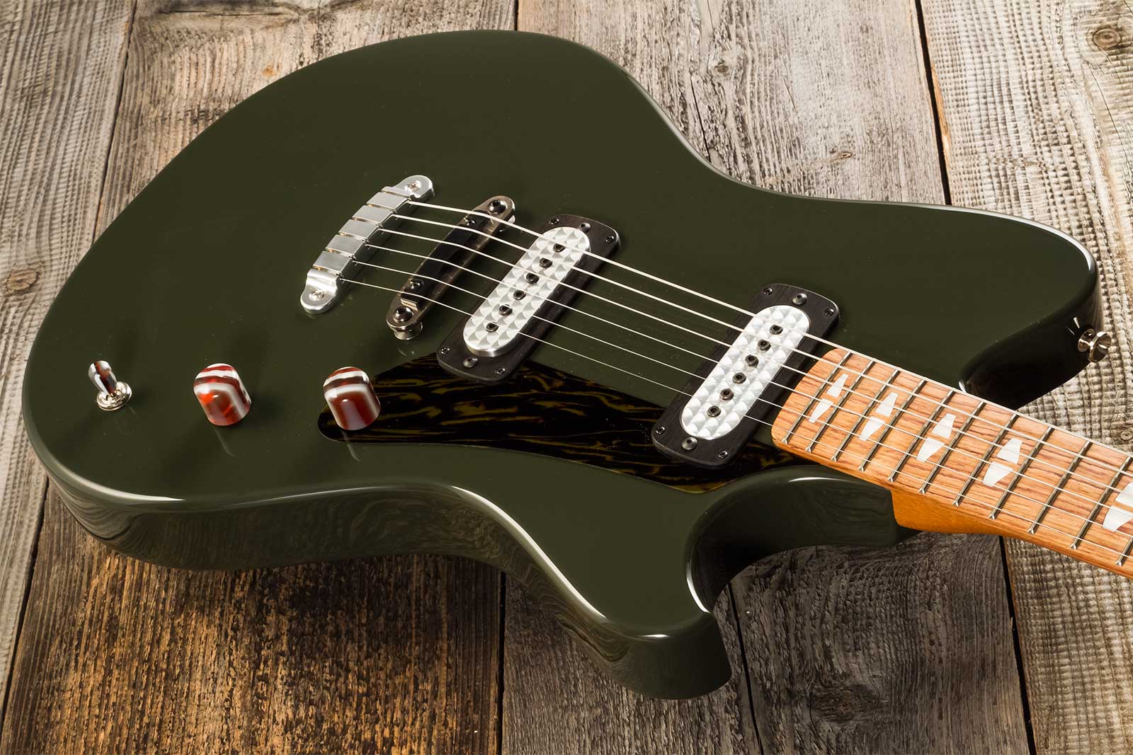 Powers Electric A-type 2s Ff42 Ht Mn #a494 - Black Olive - Guitarra electrica retro rock - Variation 2