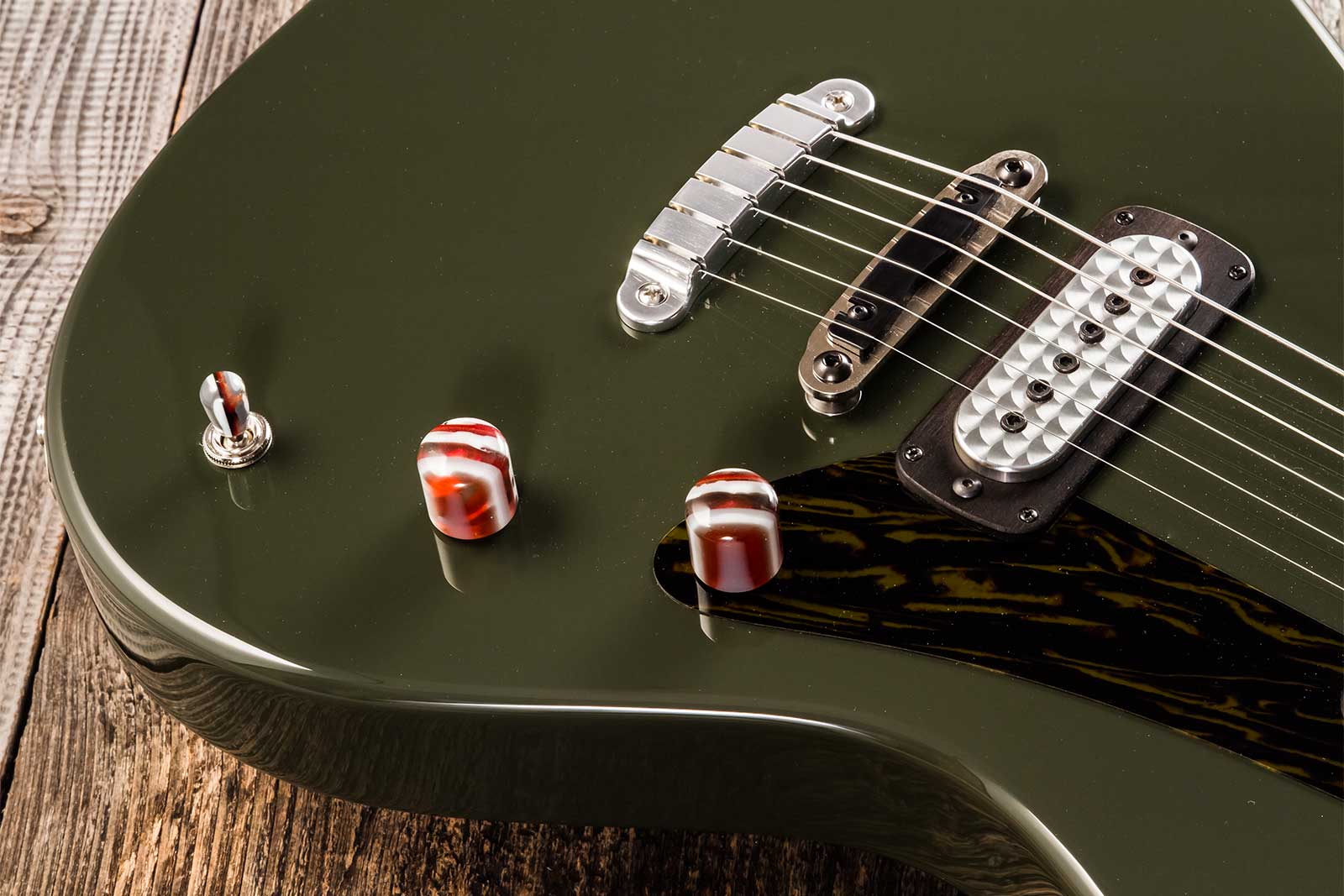 Powers Electric A-type 2s Ff42 Ht Mn #a494 - Black Olive - Guitarra electrica retro rock - Variation 3