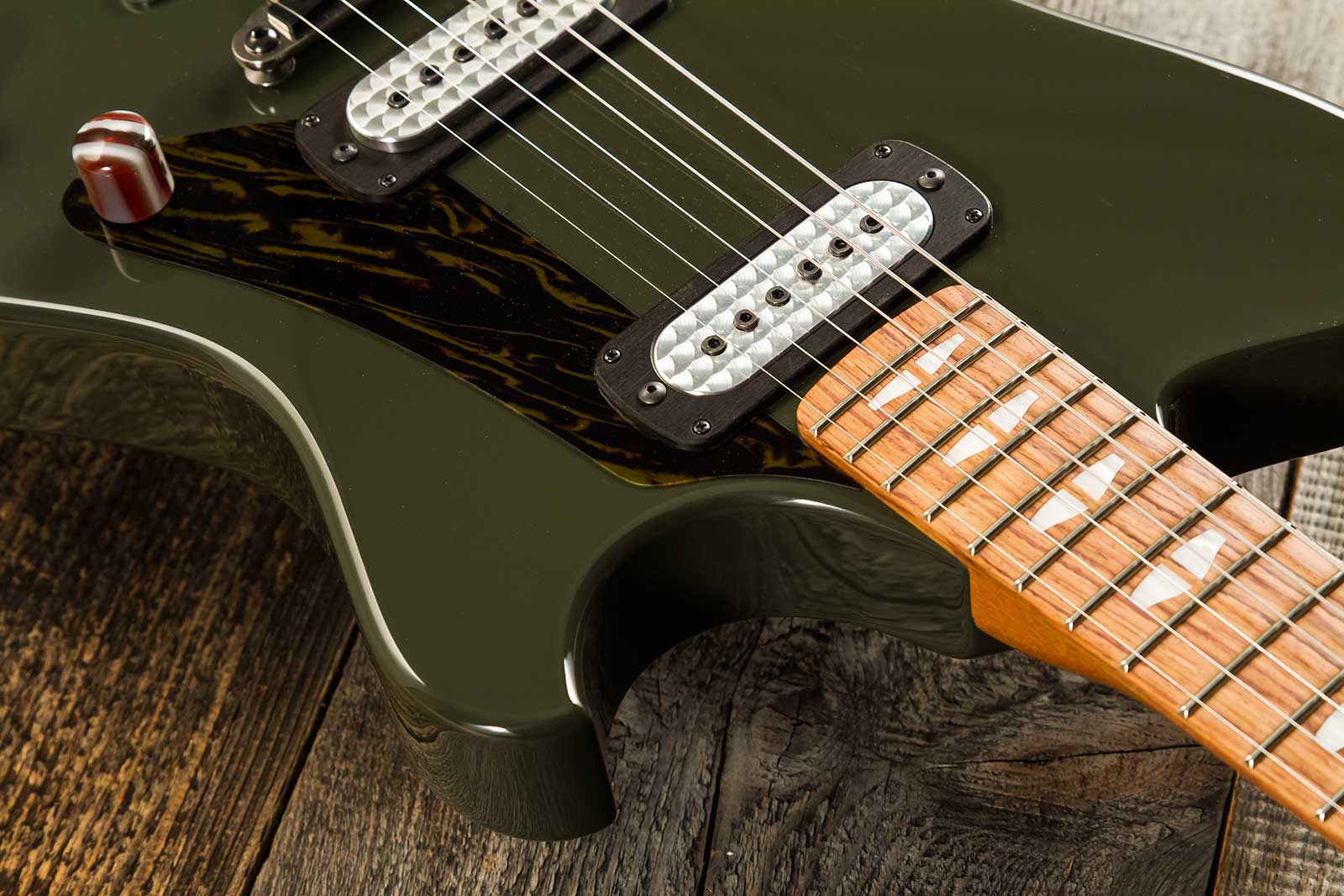 Powers Electric A-type 2s Ff42 Ht Mn #a494 - Black Olive - Guitarra electrica retro rock - Variation 4