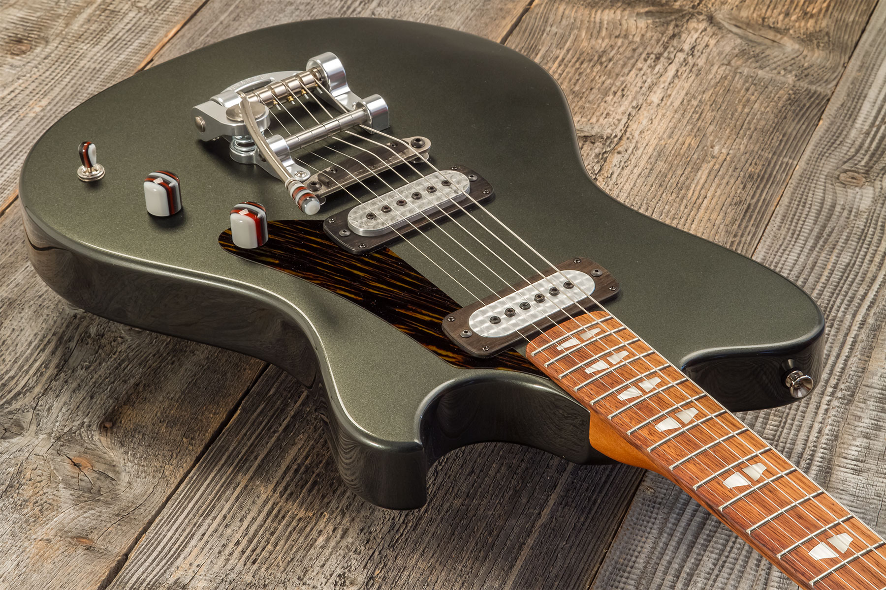 Powers Electric A-type 2s Ff42 Trem Mn #a393 - Onyx Green Metallic - Guitarra electrica retro rock - Variation 2