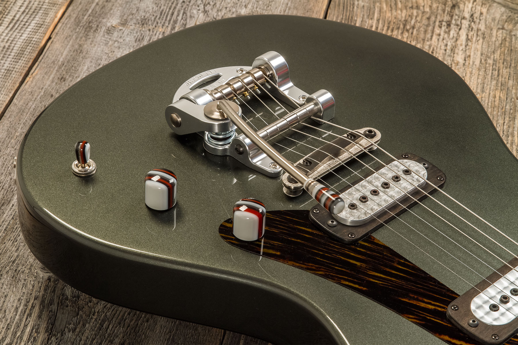 Powers Electric A-type 2s Ff42 Trem Mn #a393 - Onyx Green Metallic - Guitarra electrica retro rock - Variation 3