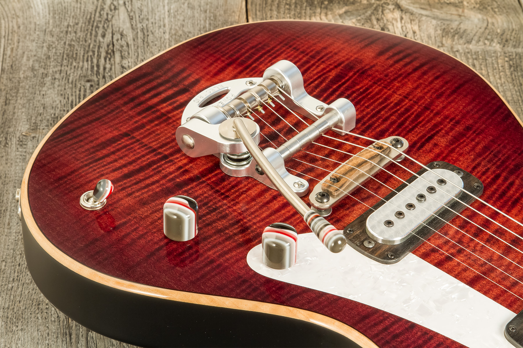 Powers Electric A-type 2s Ff42 Trem Mn #a449 - Cabernet Red - Guitarra electrica retro rock - Variation 3