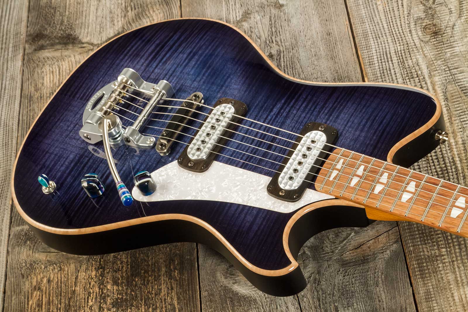 Powers Electric A-type 2s Ff42 Trem Mn #a486 - Twilight Blue - Guitarra electrica retro rock - Variation 2