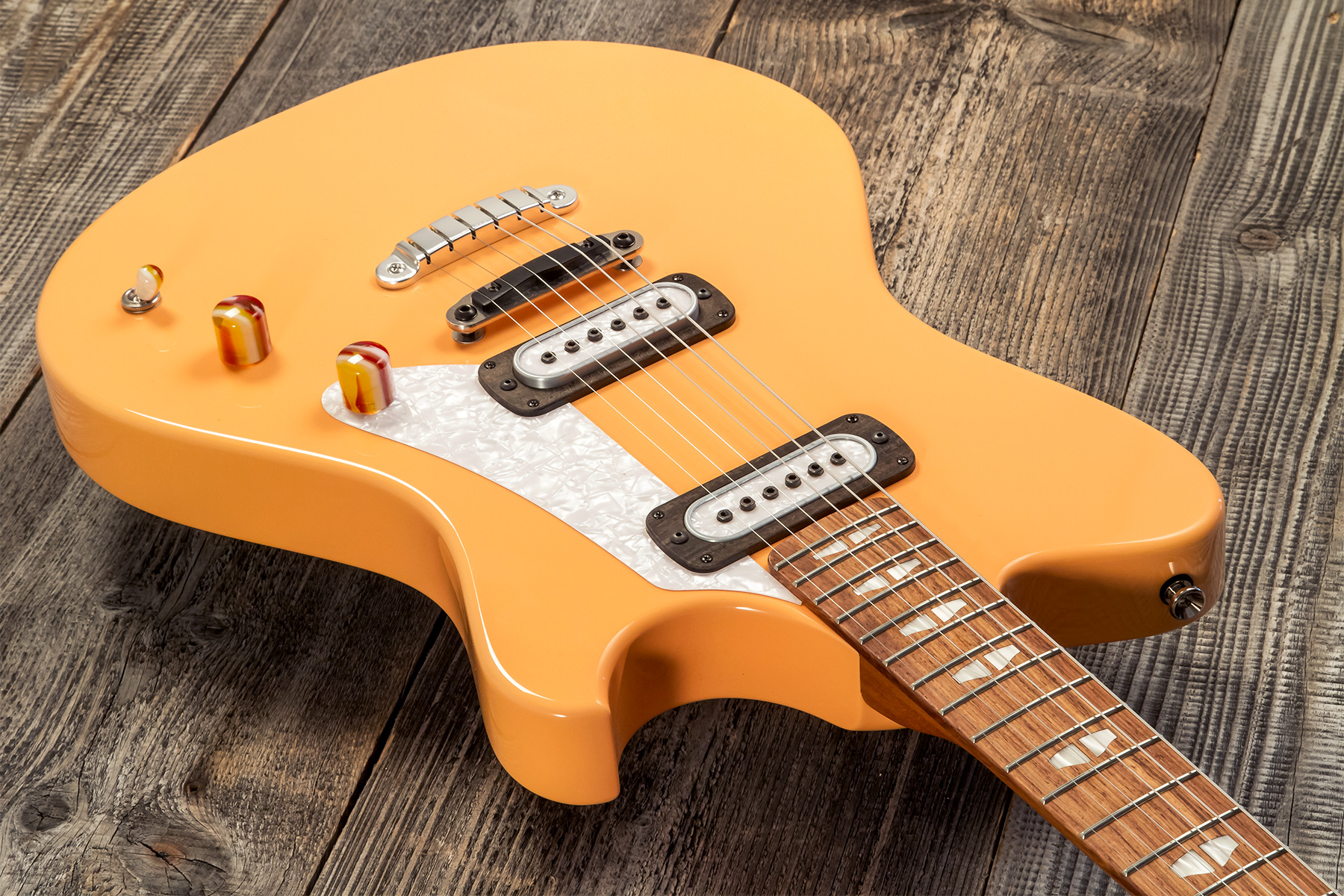 Powers Electric A-type 2s Pf42 Ht Mn #a428 - Creamsicle - Guitarra electrica retro rock - Variation 2