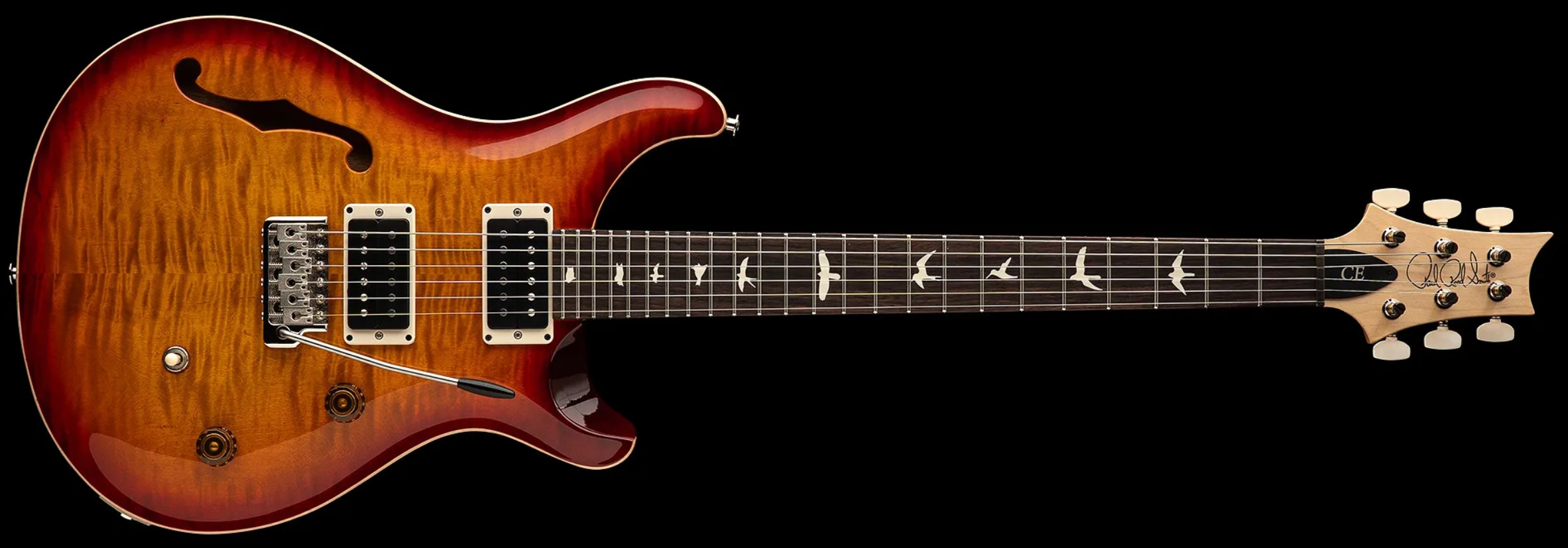 Prs Ce 24 Semi-hollow Bolt-on Usa 2h Trem Rw - Dark Cherry Sunburst - Guitarra eléctrica semi caja - Variation 3