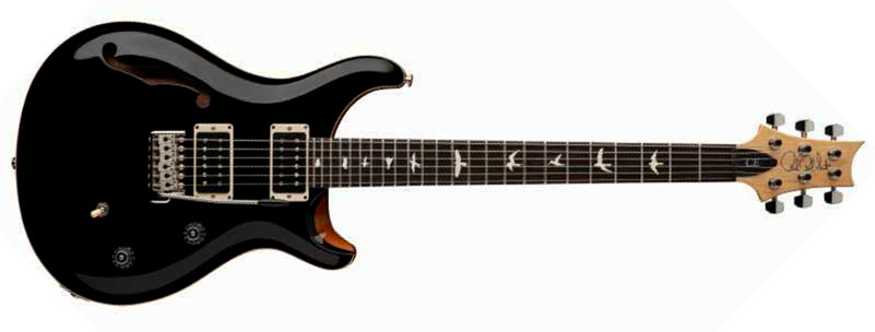 Prs Ce 24 Semi-hollow Bolt-on Usa 2h Trem Rw - Black Top W/ Natural Back - Guitarra eléctrica semi caja - Main picture