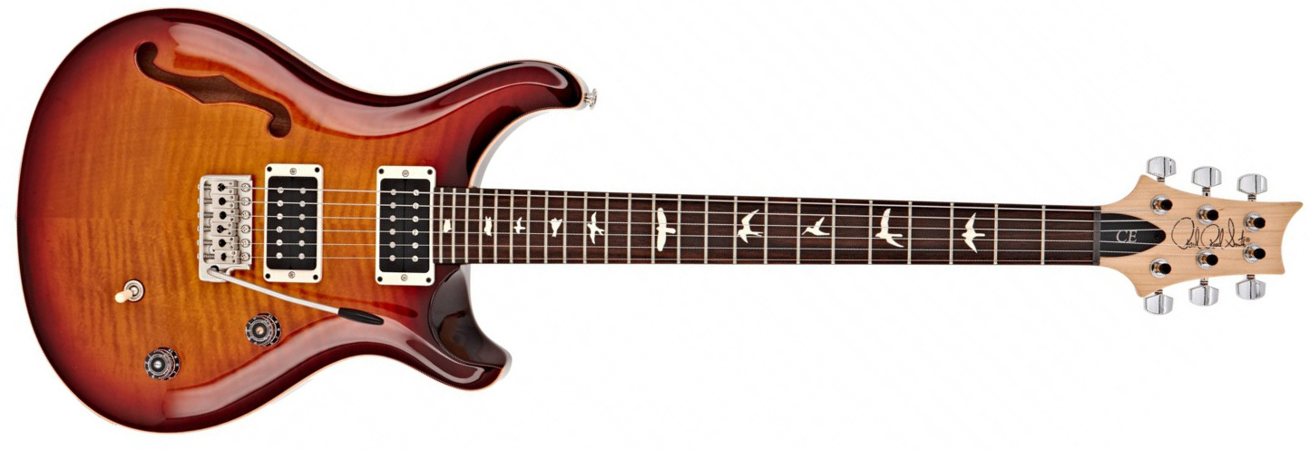 Prs Ce 24 Semi-hollow Bolt-on Usa Hh Trem Rw - Dark Cherry Sunburst - Guitarra eléctrica de doble corte - Main picture