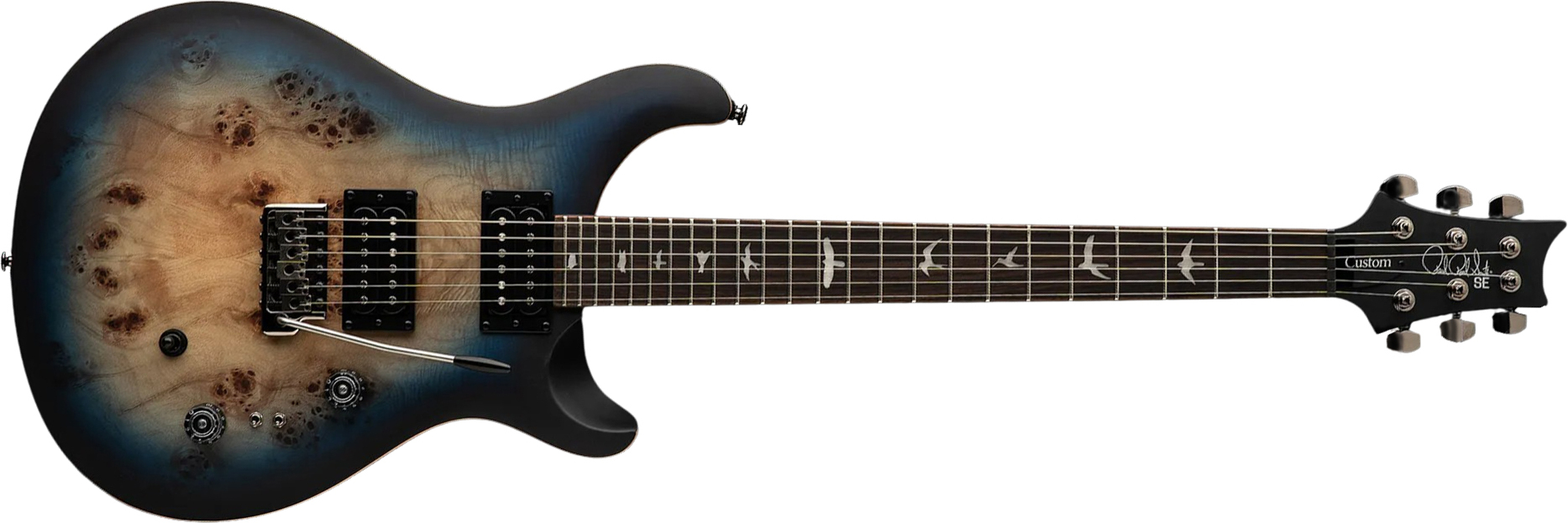 Prs Custom 24-08 Poplar Burl Se Exotic Veneer Trem 2h Rw - Lake Blue Midnight Burst - Guitarra eléctrica de doble corte - Main picture