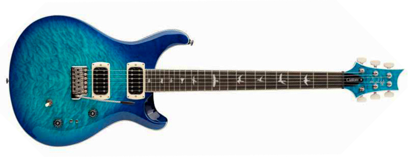 Prs Custom 24-08 Quilt Se (wing Tuners) 2h Trem Rw - Lake Blue - Guitarra eléctrica de doble corte - Main picture