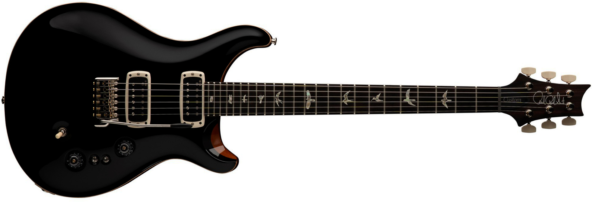Prs Custom 24-08 Usa 2h Tci Trem Rw - Black Top / Natural Back - Guitarra eléctrica de doble corte - Main picture