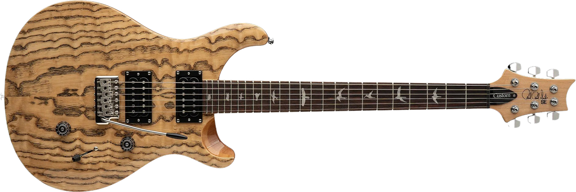 Prs Custom 24 Burled Ash Se Exotic Veneer Trem 2h Rw - Natural - Guitarra eléctrica de doble corte - Main picture