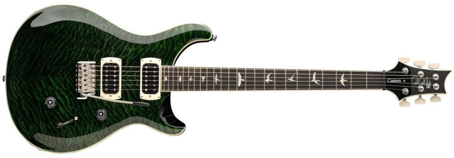 Prs Custom 24 Quilt Se (wing Tuners) 2h Trem Rw - Teal Black - Guitarra eléctrica de doble corte - Main picture