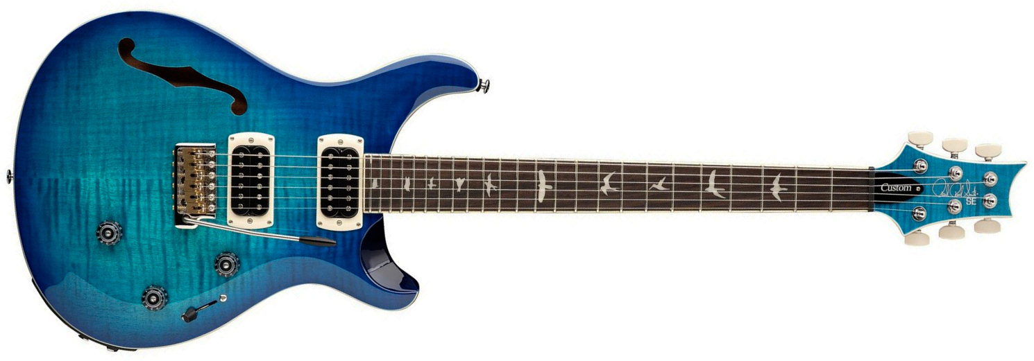 Prs Custom 24 Semi Hollow Piezo Se (wing Tuners) 2h Ht Rw - Lake Blue - Guitarra eléctrica semi caja - Main picture