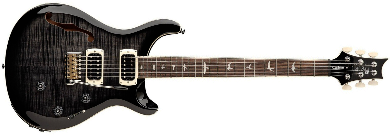 Prs Custom 24 Semi Hollow Piezo Se (wing Tuners) 2h Ht Rw - Charcoal Burst - Guitarra eléctrica semi caja - Main picture