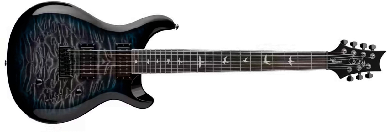 Prs Mark Holcomb Svn Se Signature 7c Baryton 2hseymour Duncan  Ht Eb - Holcomb Blue Burst - Guitarra eléctrica barítono - Main picture