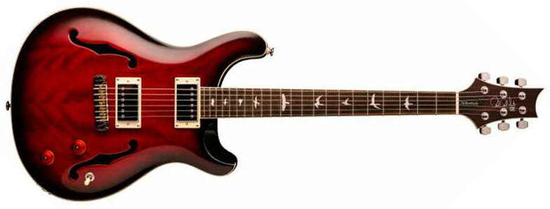 Prs Se Custom 22 Semi-hollow Hh Ht Rw +housse - Fire Red Burst - Guitarra eléctrica de doble corte - Main picture
