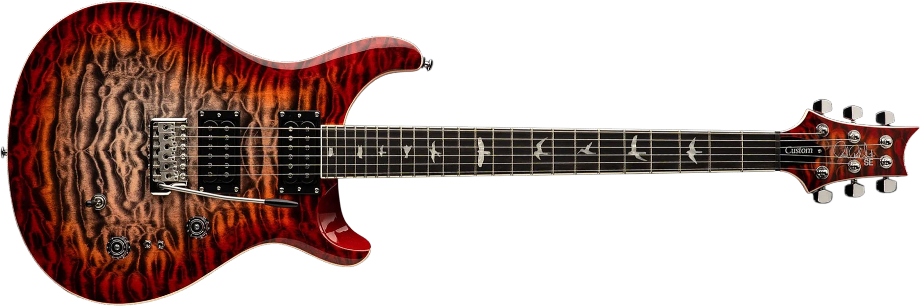 Prs Se Custom 24-08 Quilt 2h Trem Rw - Charcoal Cherry Burst - Guitarra eléctrica de doble corte - Main picture