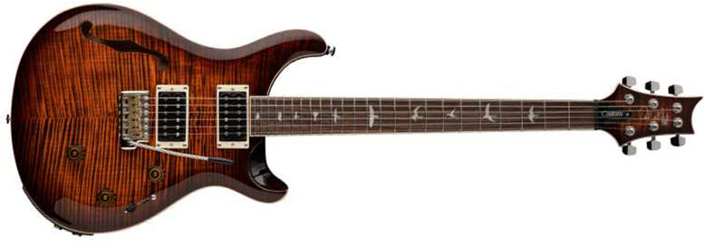Prs Se Custom 24 Semi Hollow Piezo 2h Ht Rw - Orange Tiger Smokeburst - Guitarra eléctrica semi caja - Main picture