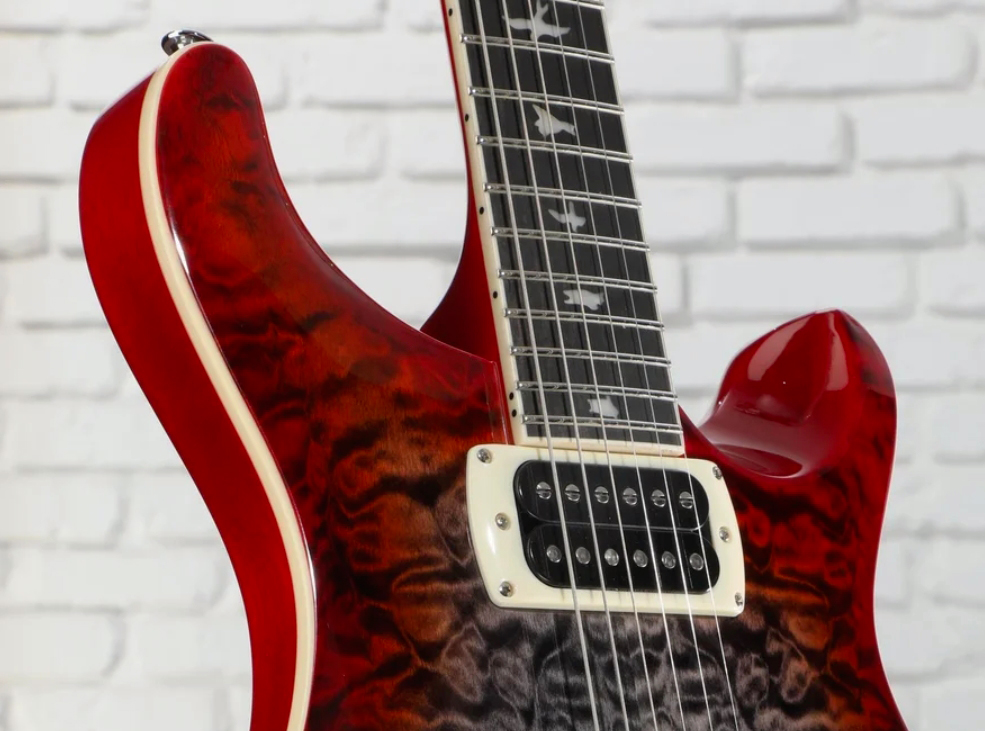 Prs Custom 24-08 Quilt Se (wing Tuners) 2h Trem Rw - Charcoal Cherry Burst - Guitarra eléctrica de doble corte - Variation 2