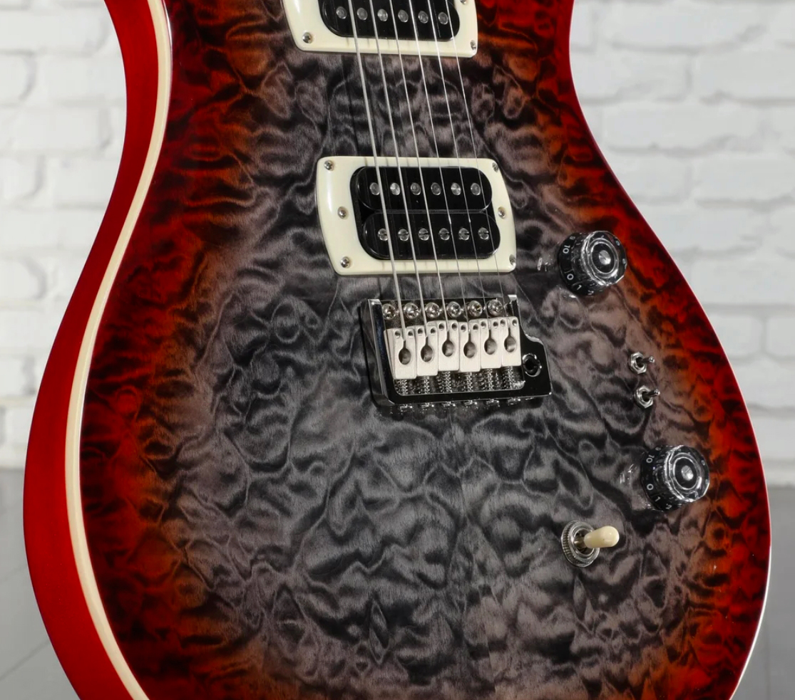 Prs Custom 24-08 Quilt Se (wing Tuners) 2h Trem Rw - Charcoal Cherry Burst - Guitarra eléctrica de doble corte - Variation 3