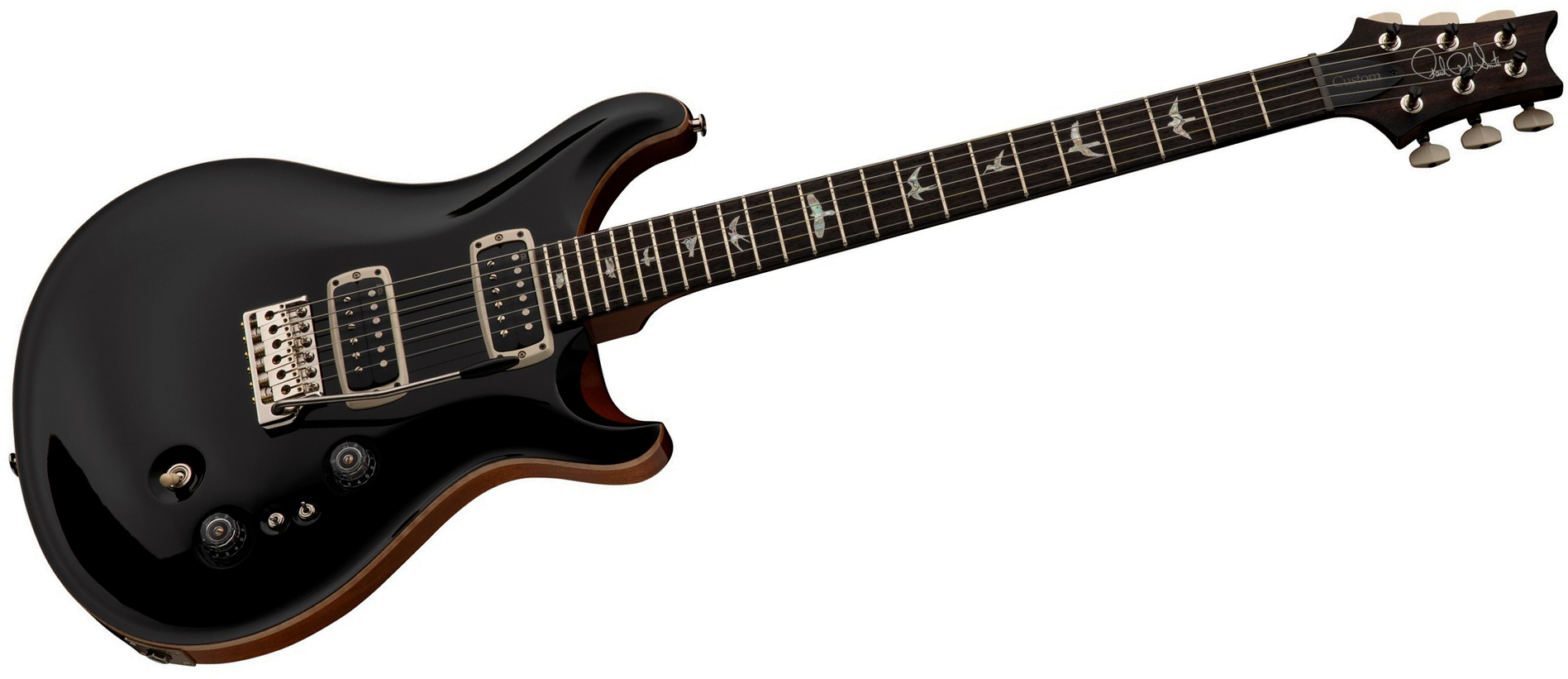 Prs Custom 24-08 Usa 2h Tci Trem Rw - Black Top / Natural Back - Guitarra eléctrica de doble corte - Variation 2