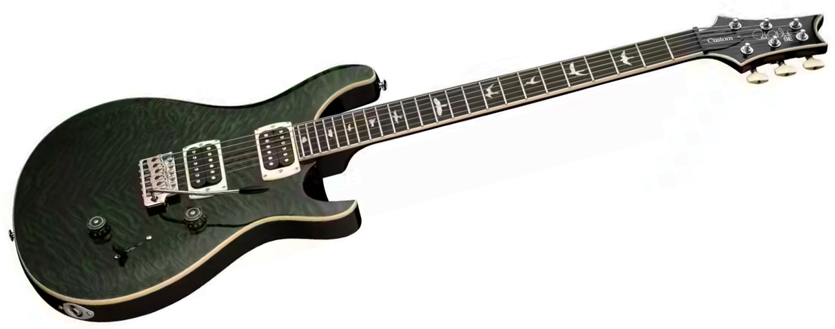 Prs Custom 24 Quilt Se (wing Tuners) 2h Trem Rw - Teal Black - Guitarra eléctrica de doble corte - Variation 1