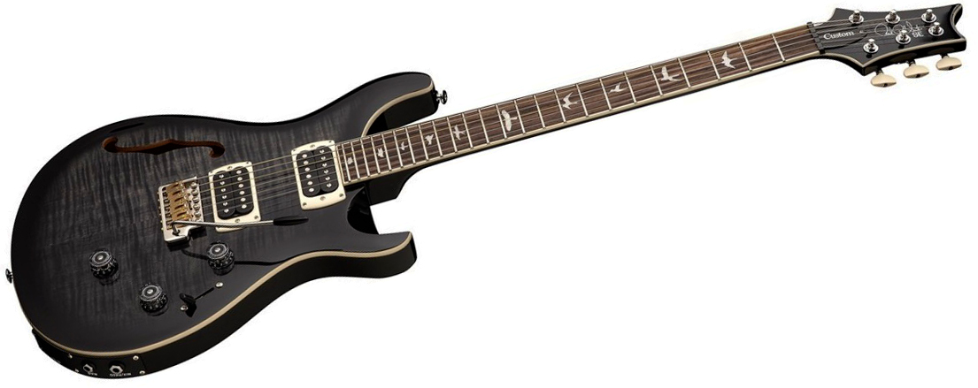 Prs Custom 24 Semi Hollow Piezo Se (wing Tuners) 2h Ht Rw - Charcoal Burst - Guitarra eléctrica semi caja - Variation 2