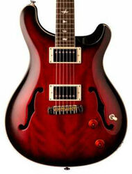 Guitarra eléctrica de doble corte Prs SE Custom 22 Semi-Hollow - Fire red burst