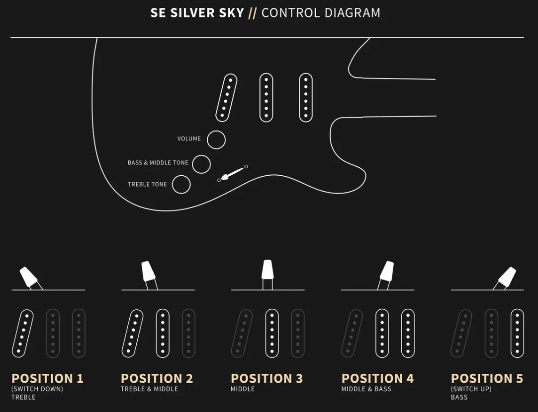 Prs John Mayer Se Silver Sky Rosewood Signature 3s Trem Rw - Piano Black - Guitarra eléctrica con forma de str. - Variation 3