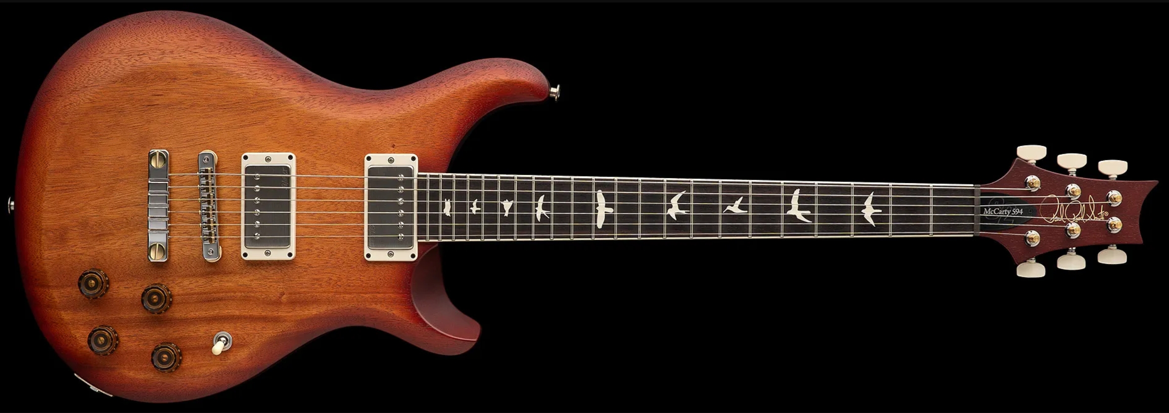 Prs Mccarty 594 Thinline S2 Usa 2h 58/15lt Ht Rw - Dark Cherry Sunburst Satin - Guitarra eléctrica de doble corte - Variation 3