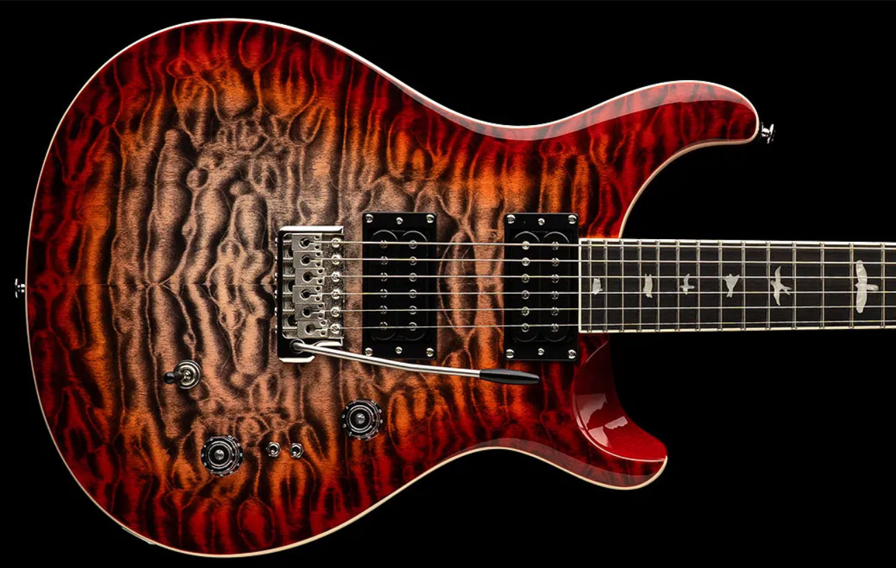 Prs Se Custom 24-08 Quilt 2h Trem Rw - Charcoal Cherry Burst - Guitarra eléctrica de doble corte - Variation 1