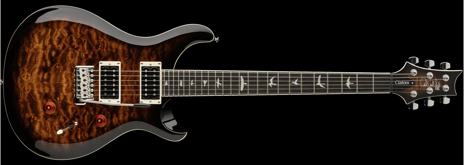 Prs Se Custom 24 Quilt 2h Trem Eb - Black Gold Burst - Guitarra eléctrica de doble corte - Variation 2