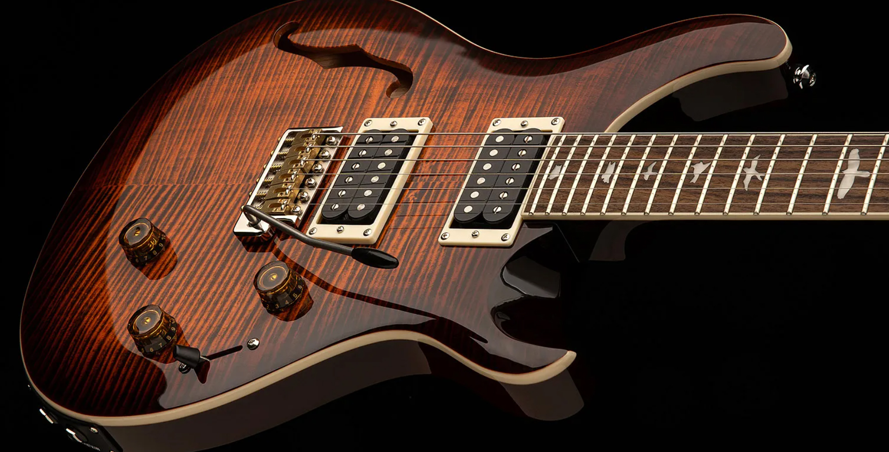 Prs Se Custom 24 Semi Hollow Piezo 2h Ht Rw - Orange Tiger Smokeburst - Guitarra eléctrica semi caja - Variation 2