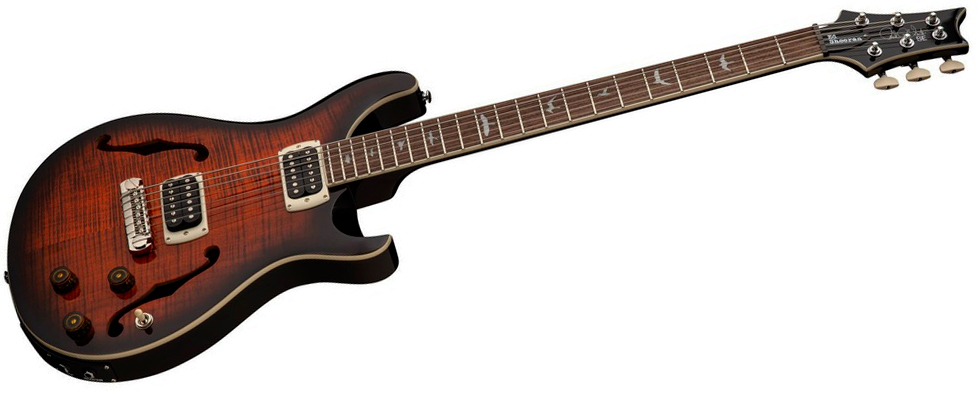 Prs Se Ed Sheeran Hollowbody I Piezo Baritone Signature Baryton 2h Ht Rw - Orange Tiger Smokeburst - Guitarra eléctrica barítono - Variation 2