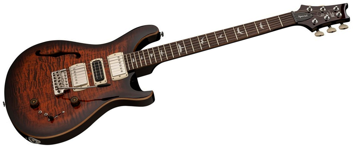 Prs Special Semi Hollow Se (wing Tuners) 2h Ht Rw - Orange Tiger Smokeburst - Guitarra eléctrica semi caja - Variation 1