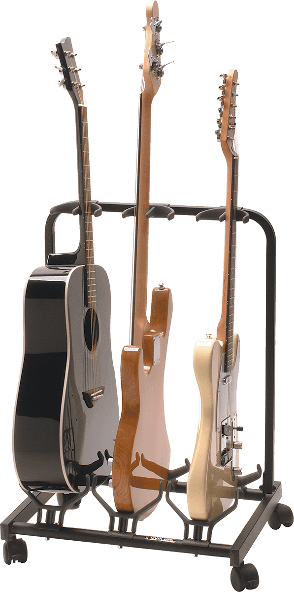 Quiklok Stand Pour 3 Guitares Avec Roulettes - Noir - Soportes - Variation 1
