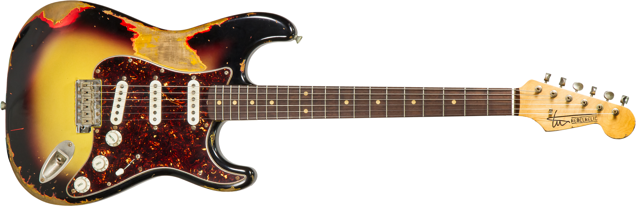 Rebelrelic S-series 62 Rw #62110 - Heavy Aging 3-tone Sunburst - Guitarra eléctrica con forma de str. - Main picture