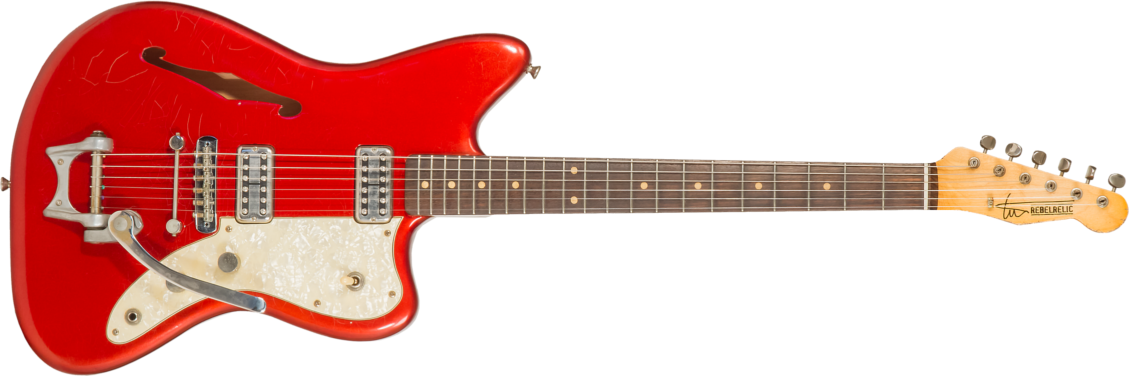 Rebelrelic Wrangler 2h Trem Rw #62175 - Light Aged Candy Apple Red - Guitarra eléctrica semi caja - Main picture