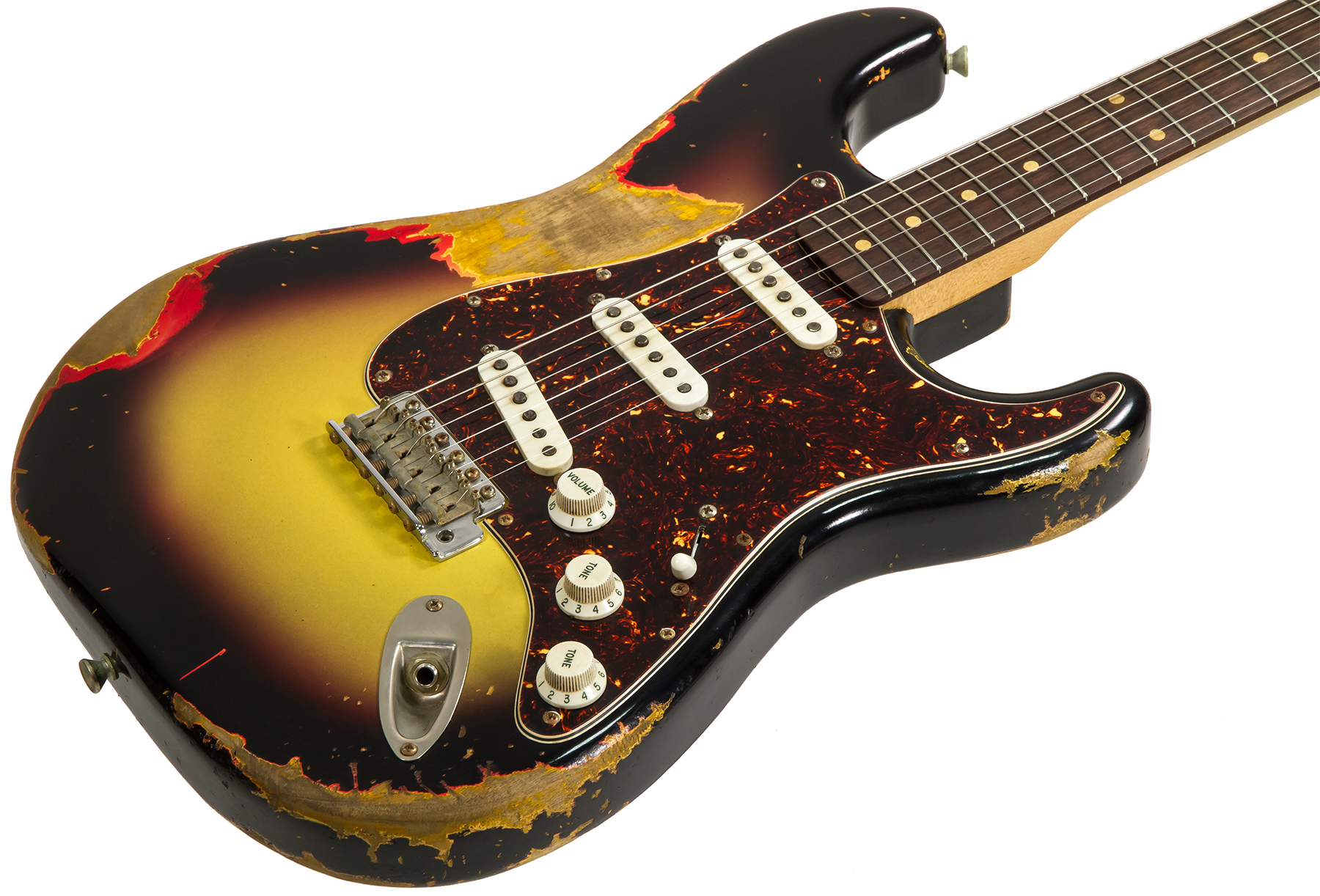 Rebelrelic S-series 62 Rw #62110 - Heavy Aging 3-tone Sunburst - Guitarra eléctrica con forma de str. - Variation 1
