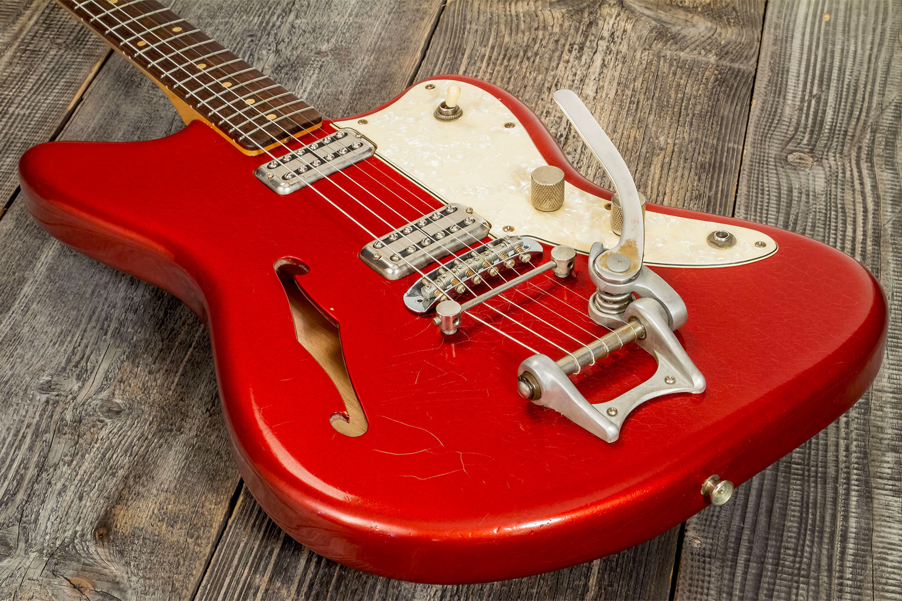 Rebelrelic Wrangler 2h Trem Rw #62175 - Light Aged Candy Apple Red - Guitarra eléctrica semi caja - Variation 2