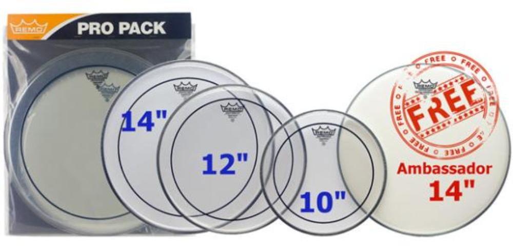 Pack de parches Remo PACK PINSTRIPE TRANSPARENTE 10 12 14 + 14 AMBASADOR SABLEE - Pack de parches