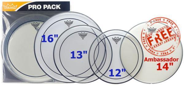 Pack de parches Remo PACK PINSTRIPE TRANSPARENTE 12 13 16 + 14 AMBASADOR SABLEE - Pack de parches