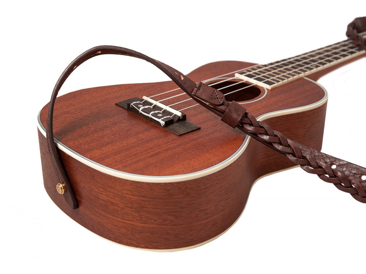 Righton Straps Ukulele Strap Plait Leather Courroie Cuir 0.6inc Brown - Accesorios para Otros instrumentos de cuerda - Variation 1