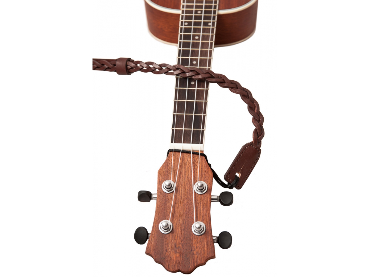 Righton Straps Ukulele Strap Plait Leather Courroie Cuir 0.6inc Brown - Accesorios para Otros instrumentos de cuerda - Variation 2