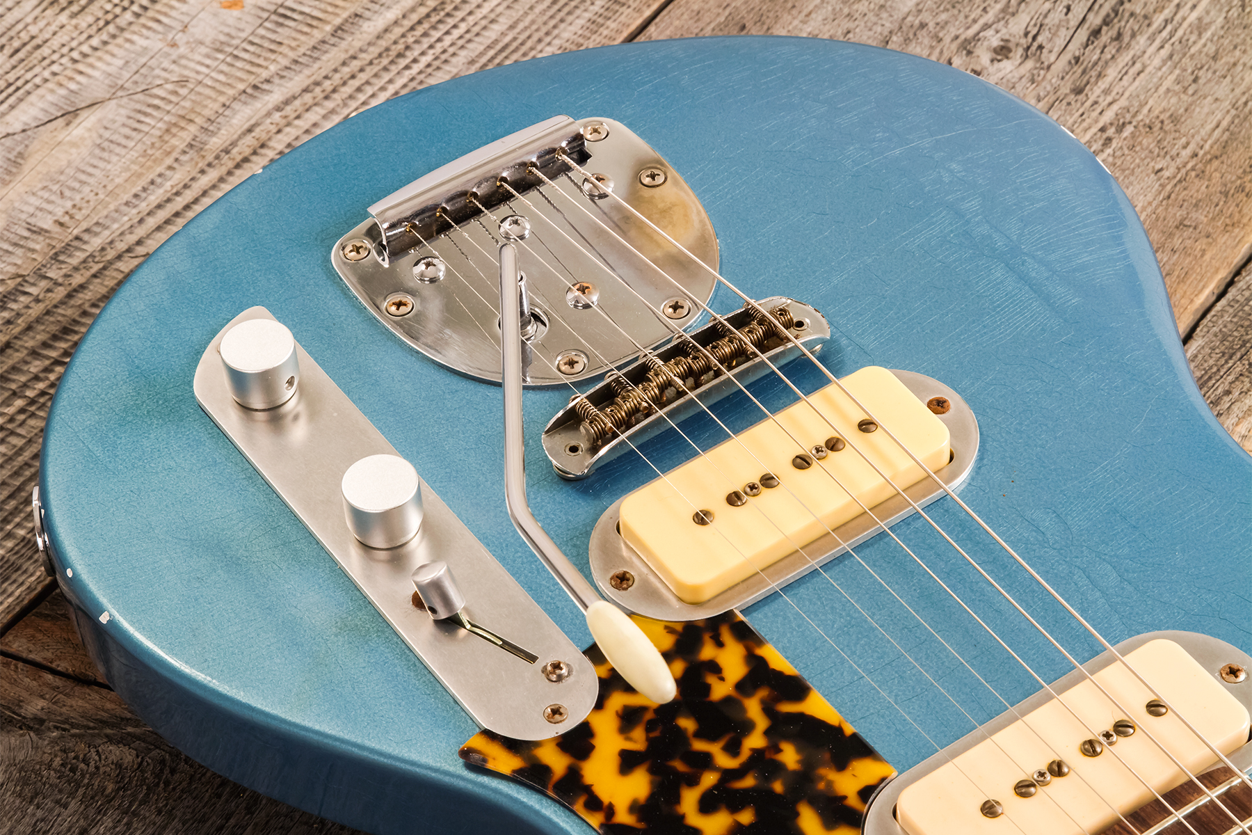 Roadrunner Federal Mod T 2s P90 Trem Rw #23111 - Pehlam Blue Light Relic - Guitarra electrica retro rock - Variation 3