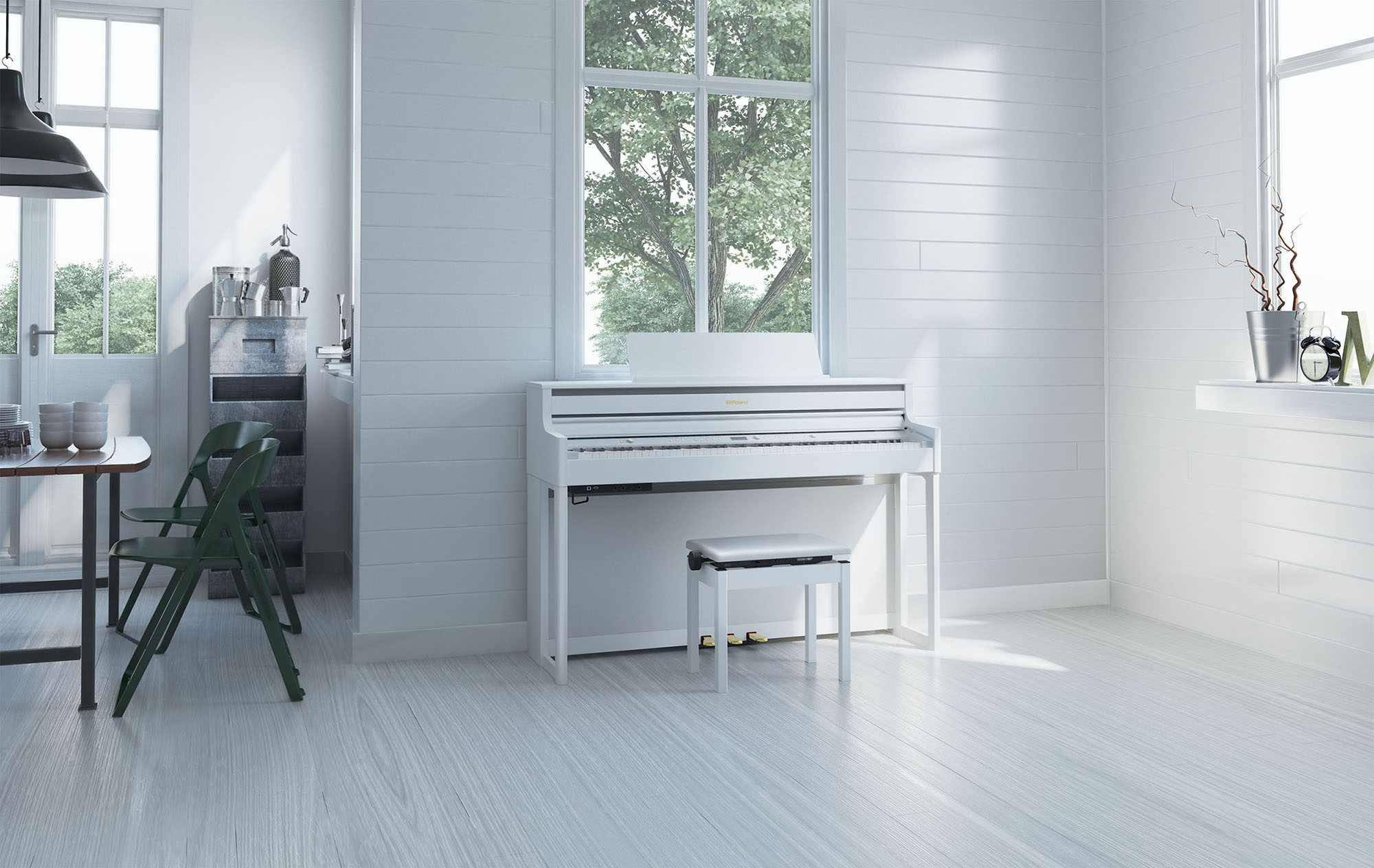 Roland Hp704 Wh White - Piano digital con mueble - Variation 1