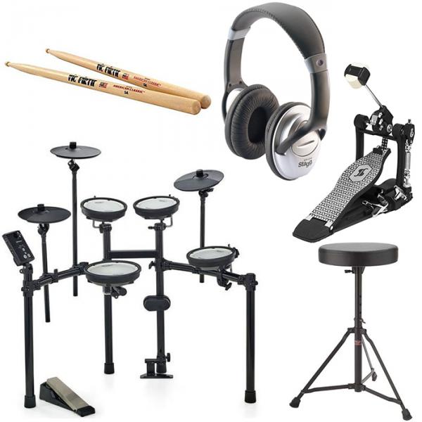 Batería electrónica completa Roland TD-1DMK + PEDALE STAGG PP-52 + SIEGE STAGG DT22 + CASQUE STAGG SHP 2300H + BAGUETTES VIC FIRTH