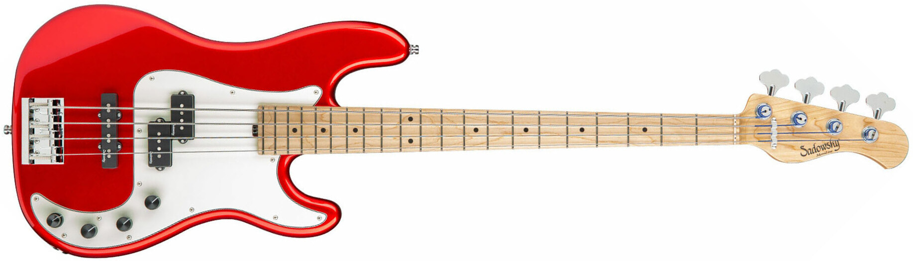 Sadowsky Hybrid P/j Bass 21 Fret Ash 4c Metroline All Active Mn - Solid Candy Apple Red - Bajo eléctrico de cuerpo sólido - Main picture